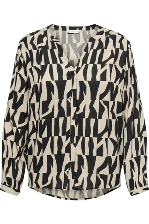 ONLY Bluser & Skjorter, Dame, Sort, 2XL, Life V-Neck Skjorte med Sort Print