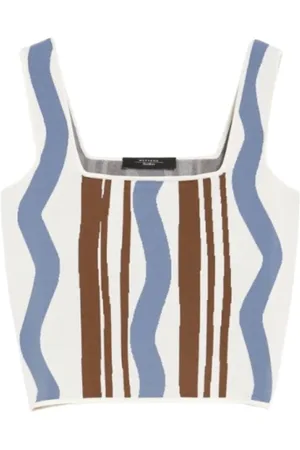 Max Mara Top, Dame, Flerfarvet, XS, Firkantet hals Jacquard Top Pilade