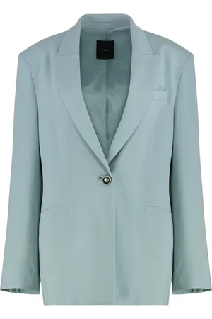 Pinko Jakke, Dame, Blå, M, Polyester, Enkeltknapjakke med reverskrave