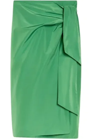 Max Mara Nederdel, Dame, Grøn, 2XS, Wrap taffeta nederdel Narsete model