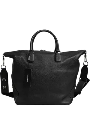 Dolce & Gabbana Taske, Herre, Sort, ONE SIZE, Læder, Sort læder Duffle taske med logo
