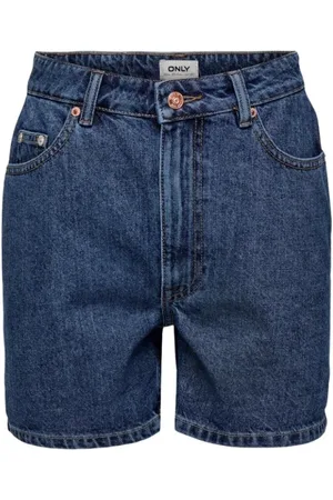ONLY Shorts, Dame, Blå, XL, Denim, Højtaljede Mom Fit Denim Shorts