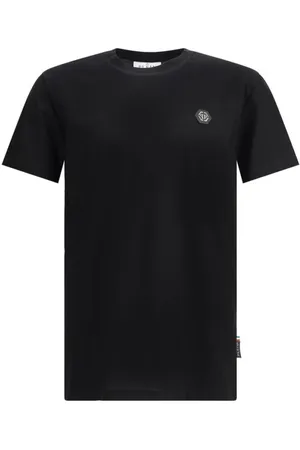 Philipp Plein Top, Herre, Sort, L, Bomuld, Logoed Moderne Bomuld T-Shirt