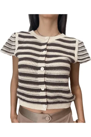 Twin-Set Strik, Dame, Flerfarvet, XS, Bomuld, Rosa Chokolade Ruffled Sweatshirt