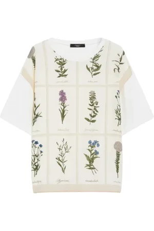 Max Mara Top, Dame, , M, Bomuld, Blomstret T-shirt Pampas