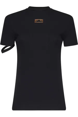 OTTOLINGER Top, Dame, Sort, S, Bomuld, Sort Ribbet T-shirt med Logo