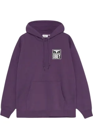 Obey Sweathshirts & Hoodies, Herre, Lilla, XS, Bomuld, Lilla hættetrøje med logoprint