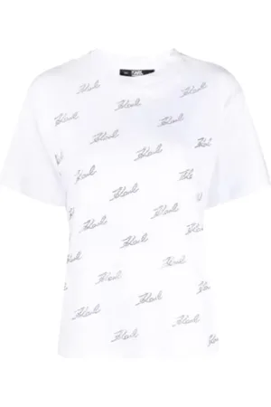 Karl Lagerfeld Top, Dame, Hvid, XS, T-shirt med korte ærmer