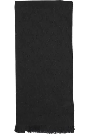 Armani Exchange Tilbehør, Herre, Sort, ONE SIZE, Uld, Klassisk Sort Logo Tørklæde Frynsekant
