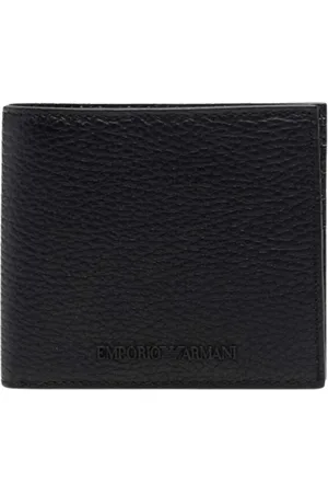 Emporio Armani Tilbehør, Herre, Sort, ONE SIZE, Uld, Sort Læderpung Stilfuldt Model