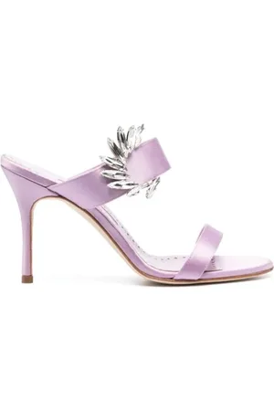 Manolo Blahnik Sko, Dame, Lilla, 40 EU, Læder, Lilla Krystal Sandaler Aw23