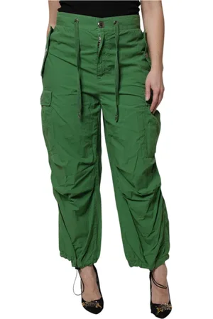 Dolce & Gabbana Bukser, Dame, Grøn, XS, Bomuld, Grøn Højtaljet Cargo Bukser