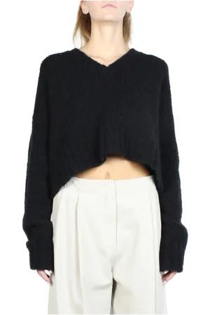 MALLONI Strik, Dame, Sort, M, Uld, Sort Uldblanding Cropped Sweater