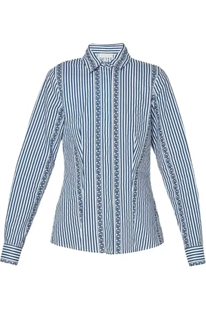 Liu Jo Bluser & Skjorter, Dame, Blå, L, Bomuld, Trykt Blå Poplin Slim Fit Bluse