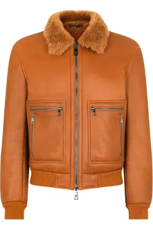 Dolce & Gabbana Jakke, Herre, Brun, XS, Uld, Shearling Bomberjakke med uldetaljer