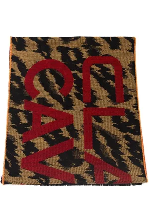 Roberto Cavalli Tilbehør, Herre, Brun, ONE SIZE, Uld, Animalier Mønster Tørklæde Tilbehør