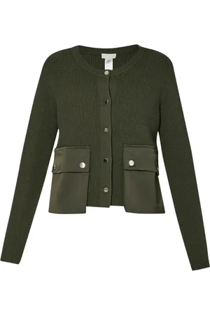 Liu Jo Strik, Dame, Grøn, XL, Uld, Grøn Cardigan med Lommer