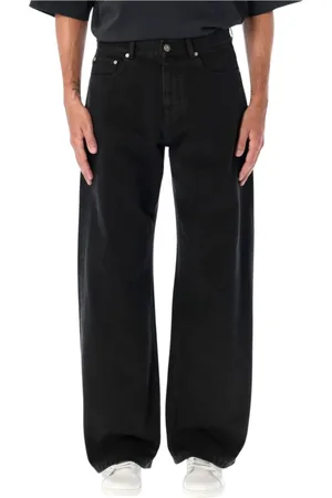 Palm Angels Jeans, Herre, Sort, W33, Bomuld, Sorte Straight Leg Jeans til Mænd