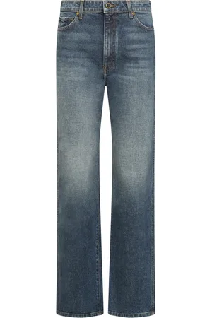 Khaite Jeans, Dame, Blå, W29, Bomuld, Højtaljede jeans med udsving og kontrastsyning