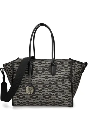 Emporio Armani Taske, Dame, Sort, ONE SIZE, Uld, Jacquard Logo Motif Håndtaske