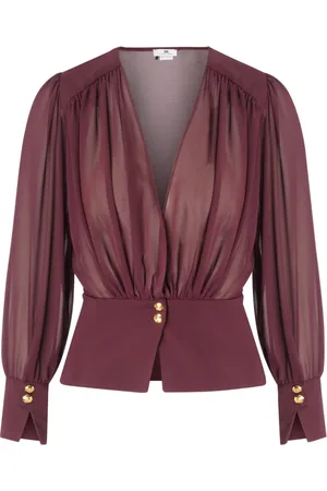 Elisabetta Franchi Bluser & Skjorter, Dame, Rød, L, Uld, Rød Sort Skjorte Model Ca07947E2-Cg3