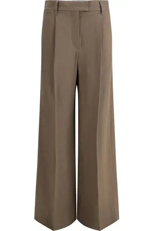 Brunello Cucinelli Bukser, Dame, Brun, XS, Elegant Wide Leg Bukser