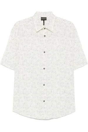 Emporio Armani Skjorte, Herre, Hvid, M, Hvid Klassisk Krave Kortærmet Skjorte