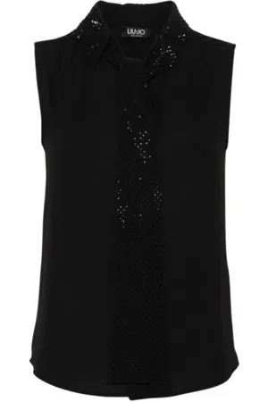 Liu Jo Top, Dame, Sort, XL, Polyester, Elegant Georgette Tank Top med Tørklæde