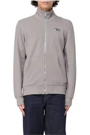 Diesel Sweathshirts & Hoodies, Herre, Grå, M, Bomuld, Høj Hals Track Jacket Sort Sweatshirt