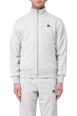 Palm Angels Sweathshirts & Hoodies, Herre, Grå, S, Grå Zip-Up Track Jacket med Side Stripes