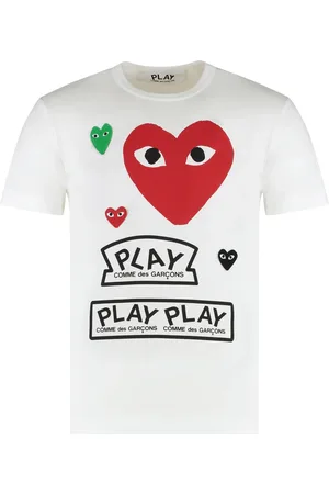 Comme des Garçons Top, Herre, Hvid, M, Bomuld, Logo Patch Bomuld T-shirt