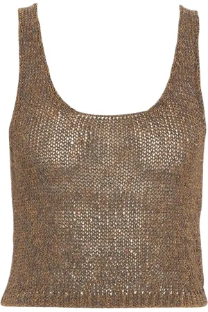 Mauro Grifoni Top, Dame, Brun, XS, Bomuld, Nettop med kobbertråd