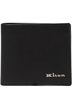 Kiton Tilbehør, Herre, Sort, ONE SIZE, Læder, Sort Læder Bifold Pung