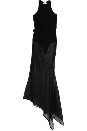 Victoria Beckham Kjole, Dame, Sort, S, Uld, Sort Asymmetrisk Kjole med Ribstrik