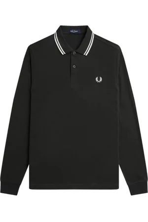 Fred Perry Top, Herre, Sort, XS, Bomuld, Langærmet bomuldspolo i mørkegrøn