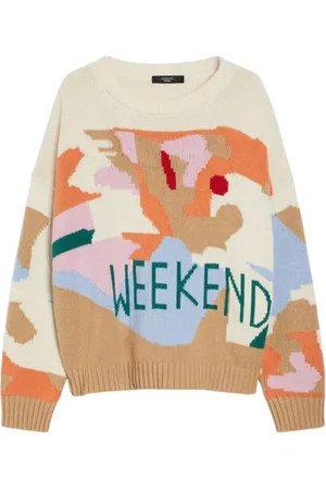 Max Mara Strik, Dame, Flerfarvet, S, Bomuld, Fabian Bomuldssweater Orange Intarsia