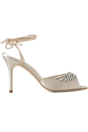 Manolo Blahnik Sko, Dame, , 36 EU, Satin, Satin Sandaler med Krystaldetalje