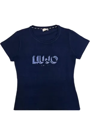 Liu Jo Top, Dame, Blå, S, Bomuld, Mørkeblå Bomuld T-shirt Kortærmet