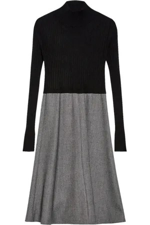 pennyblack Kjole, Dame, Flerfarvet, L, Polyester, Vertikal Ribbet Kjole Nicchia Stil