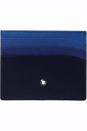 Montblanc Tilbehør, Herre, Blå, ONE SIZE, Læder, Blåt Læderkortholder Pung