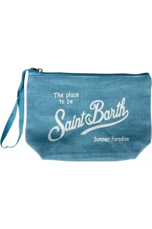 MC2 SAINT BARTH Taske, Dame, Blå, ONE SIZE, Linned, Klar Blå Linned Clutch med Lynlås