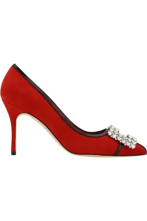 Manolo Blahnik Sko, Dame, Rød, 36 1/2 EU, Læder, Røde Ruskind Almond Toe Pumps