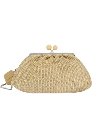 Max Mara Taske, Dame, Brun, ONE SIZE, Uld, Rafia Clutch Taske Fortuna Stil