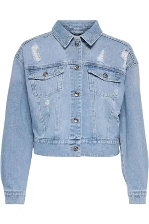 ONLY Jakke, Dame, Blå, M, Denim, Blå Denim Langærmet Jakke