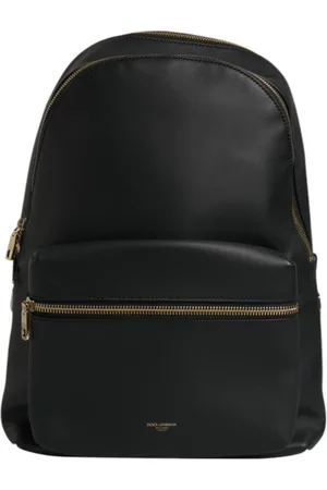 Dolce & Gabbana Taske, Herre, Sort, ONE SIZE, Læder, Sort Læder Logo Print Rejse Rygsæk