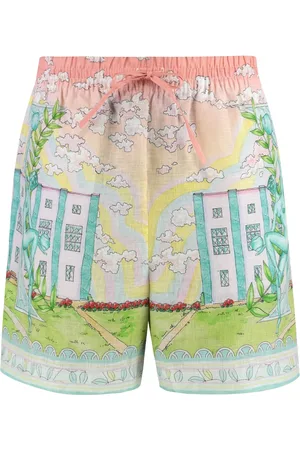 Casablanca Badetøj, Herre, Flerfarvet, L, Linned, Linned shorts med vaseprint