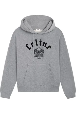 Céline Sweathshirts & Hoodies, Herre, Grå, L, Uld, Broderet hættetrøje i stilfuldt grå