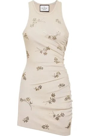 Philipp Plein Kjole, Dame, Grå, L, Elegant Sort Kjole Saecwrg3301Pjy002N71