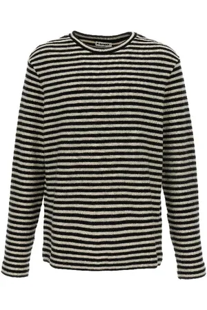 Jil Sander Top, Herre, Flerfarvet, L, Uld, Hvid T-shirt med lange ærmer