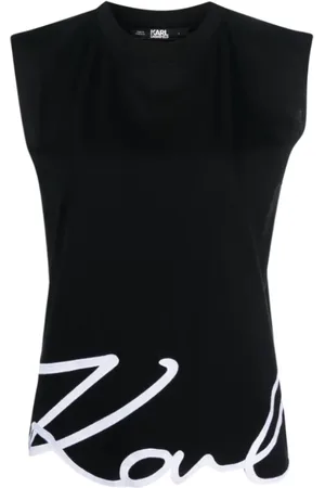 Karl Lagerfeld Top, Dame, Sort, S, Bomuld, Top Smanicato